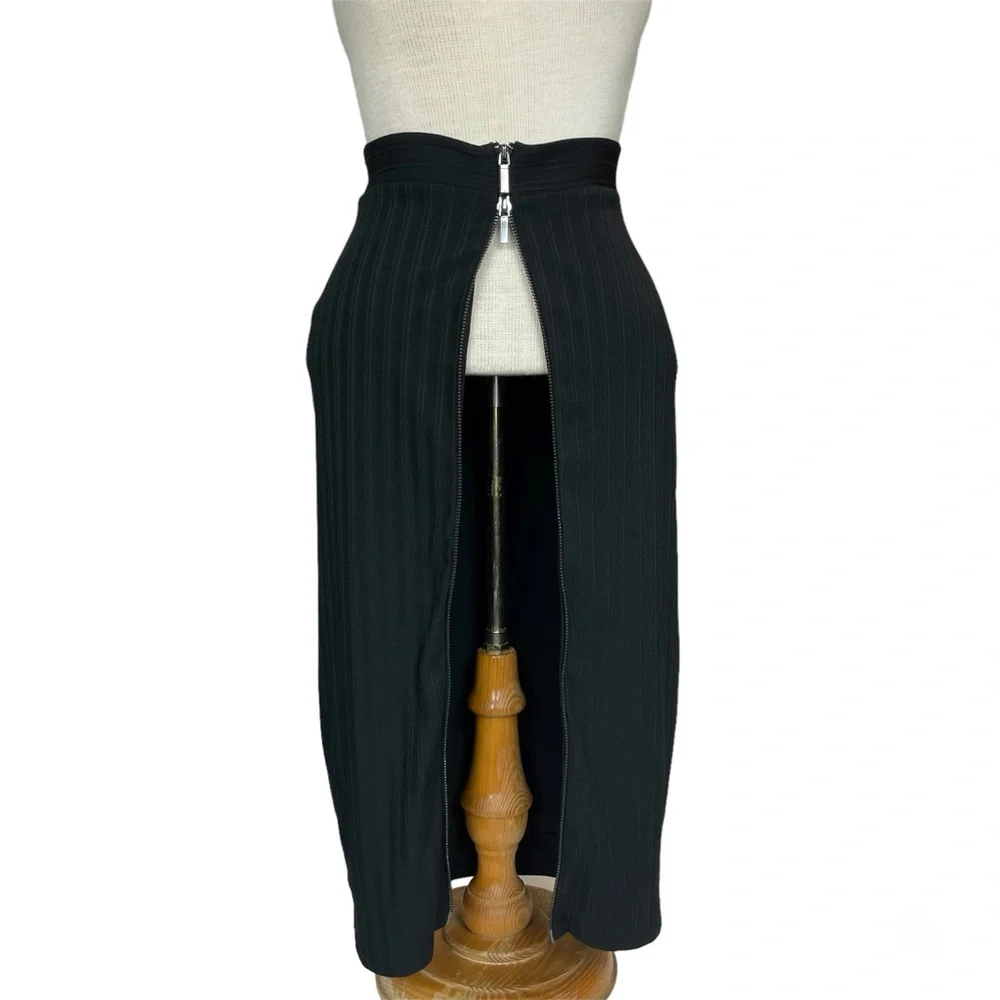 Bebe Full Zip Bodycon Knee Length Pencil Skirt in Black Size XS - Picture 3 of 12